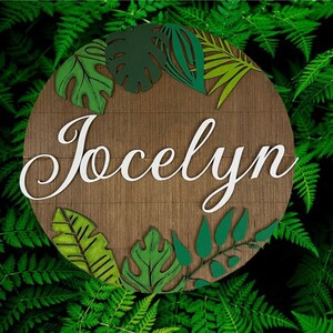 Nursery name sign, round name sign, above crib sign, greenery name sign, wood baby name sign, boy name, girl name sign, custom name sign