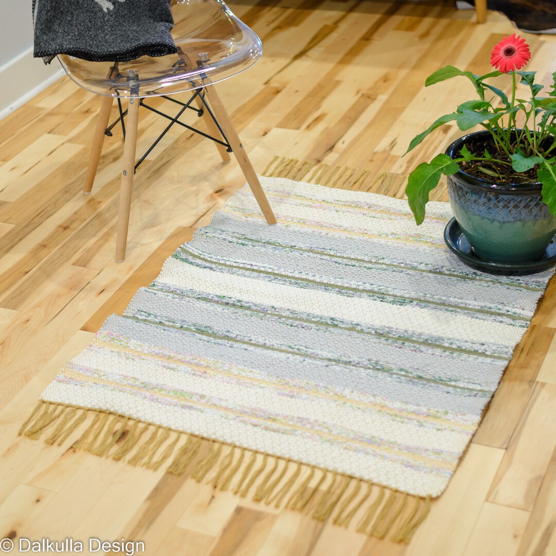 Modern Upcycled Handwoven Rag Rug/runner - Designer, White, Gray ...