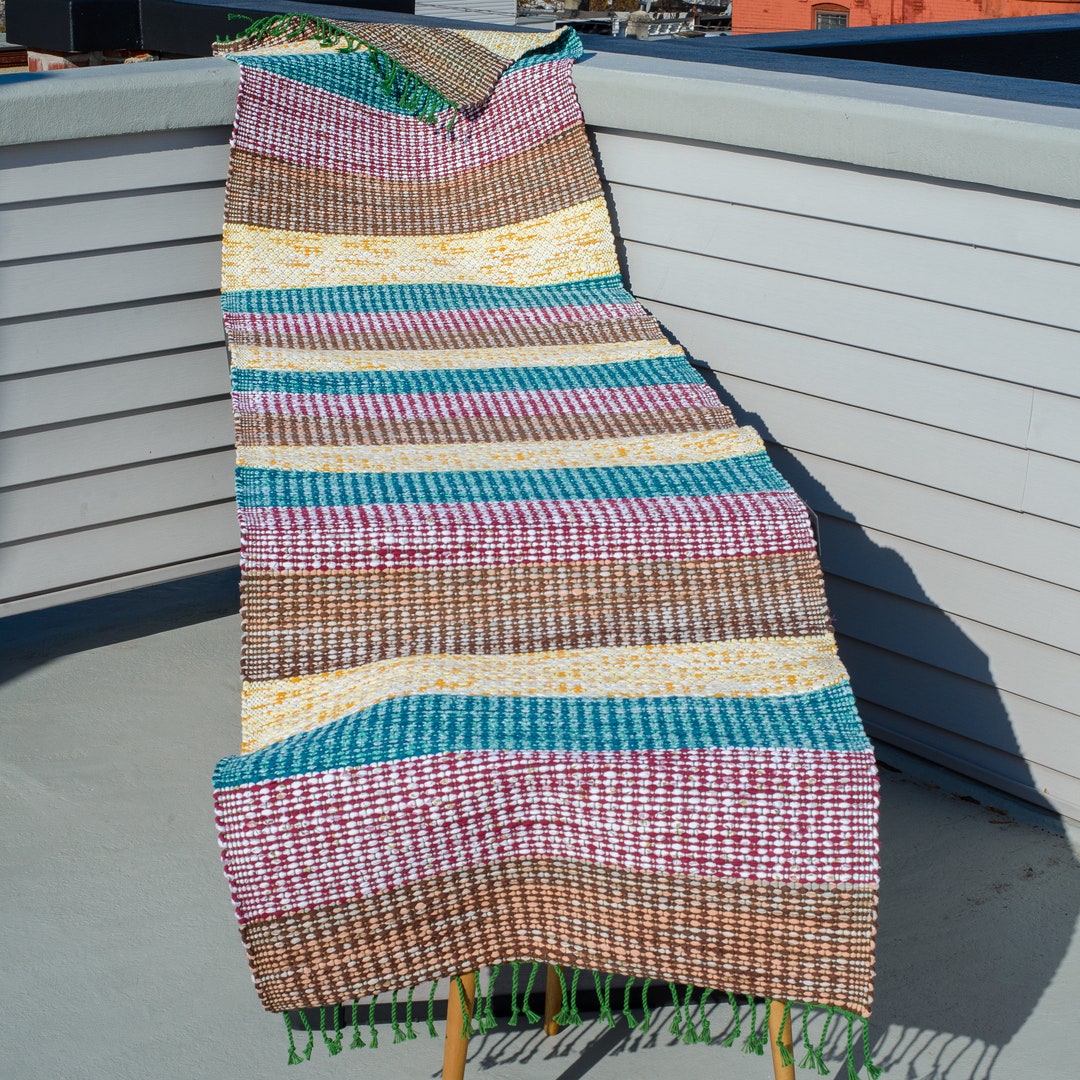 Upcycled Rag Upcycled Eco-friendly Handwoven Rag Rug/runner - 70's Colors, for a ...