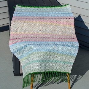 Unique Upcycled Handwoven Rag Rug/Runner - Designer, Pastel Colors, Swedish Weaving Tradition, Durable, Washable, Eco-Friendly, Gift