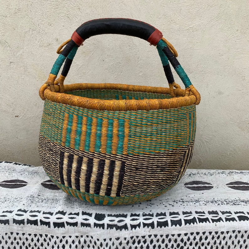 Bolga/ghana Market Basket large Round Etsy