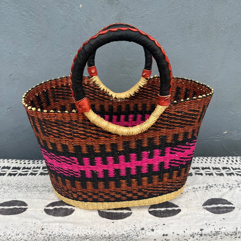 Bolga/ghana Shopping Basket /beach Basket Etsy
