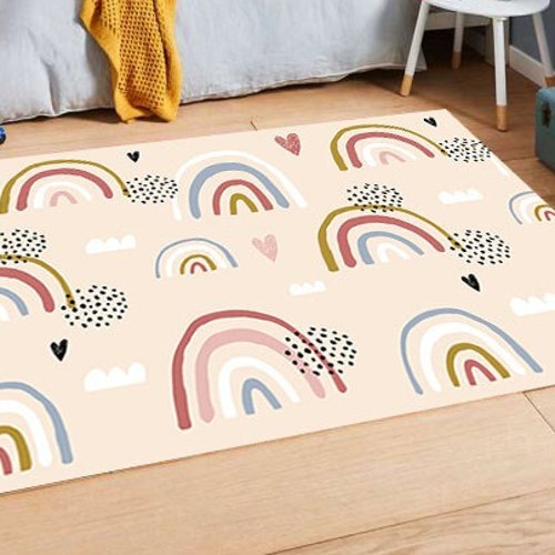 Kids Rainbow Rug Pastel Color Rug Rainbow Rug Bohemian Art Etsy
