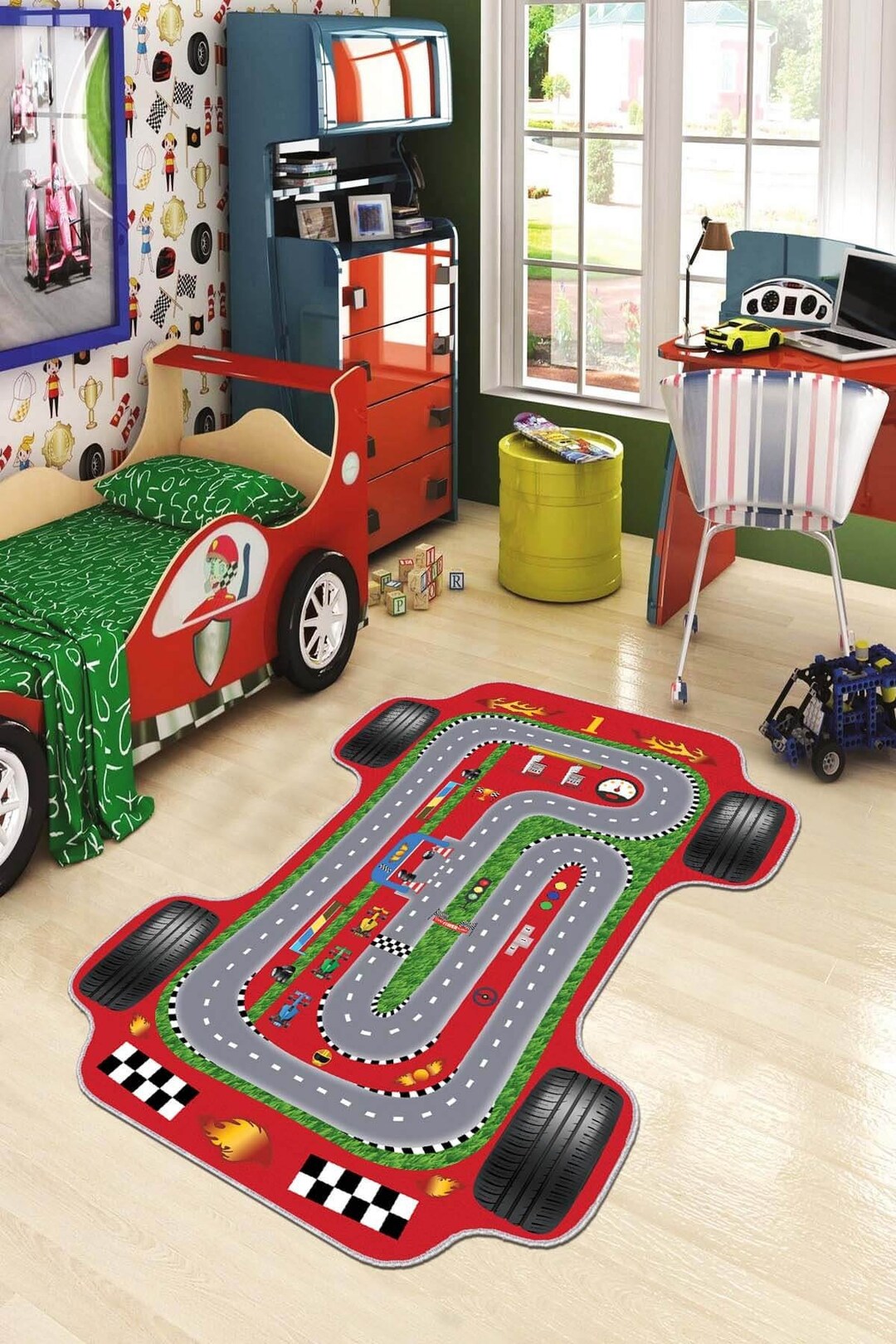 Race Car Kids Rug CAR Rug Car Theme Decor Kids Playroom Etsy