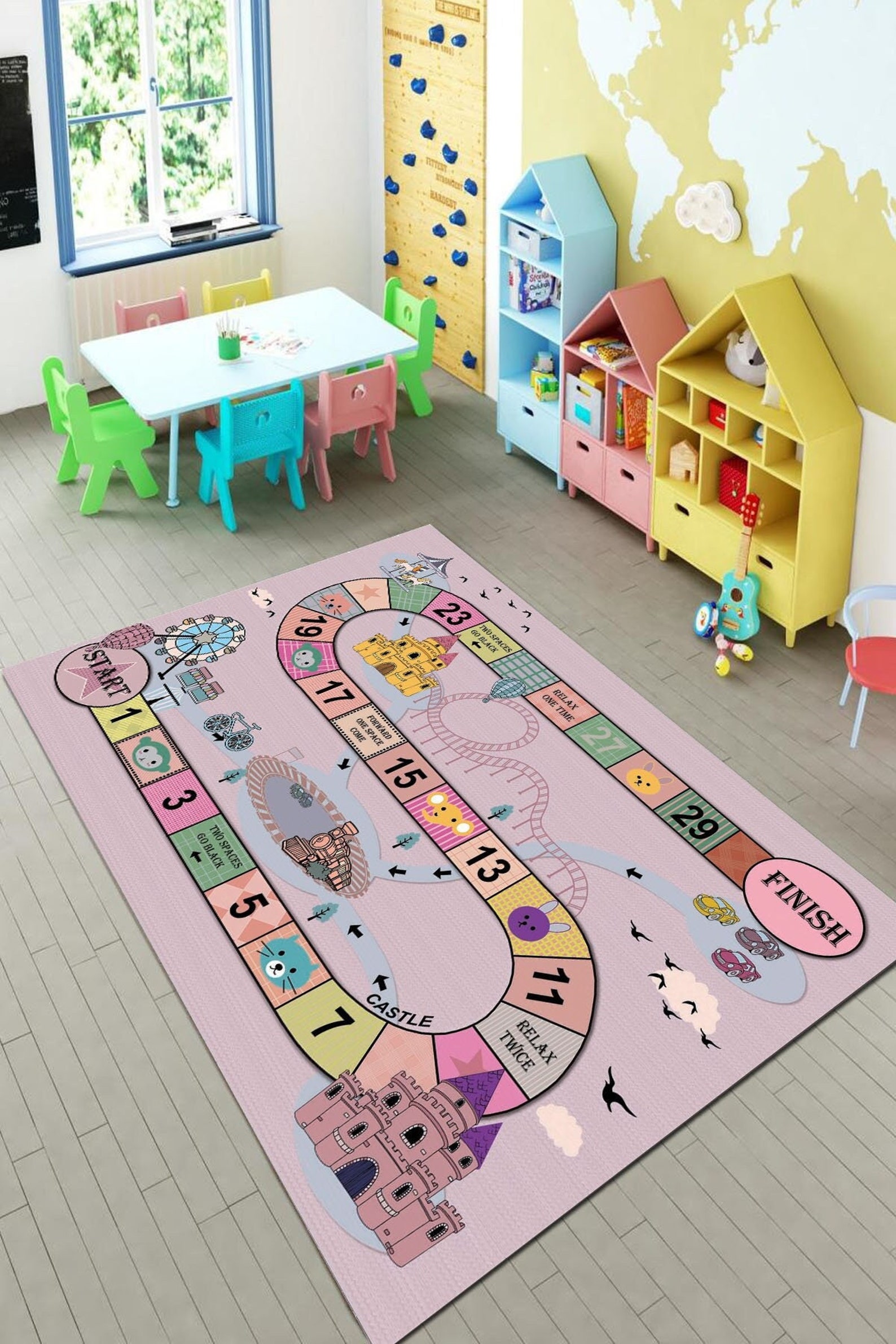 Board Games Rug Pink Yard Games Rug Kids Room Rug Playmat Etsy