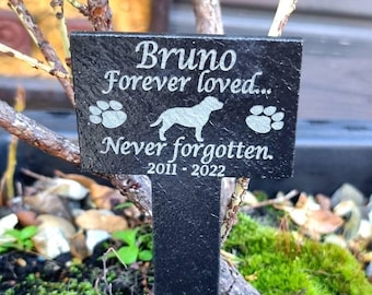 Personalised pet memorial slate Dog Grave Stone marker stake gravestone remembrance plaque Dog memorial Grave ornament Gift ANY DOG BREED