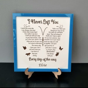 Personalised White in memory butterfly remembrance memorial gift plaque engraved frame picture poem for Mum Dad friend Daughter Nan Grandad