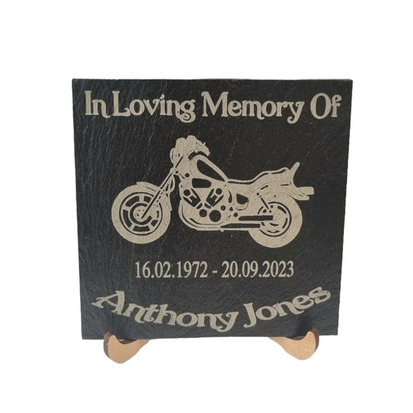 Personalised Biker memorial plaque Motorbike slate Motorcycle Grave marker keepsake gift remembrance Gravestone In memory Biker funeral gift