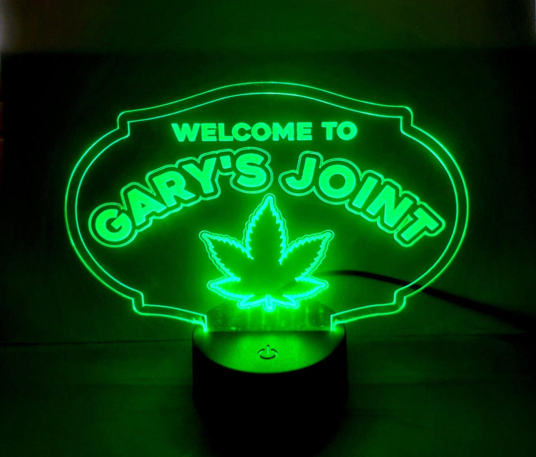 Cannabis Leaf LED Night Light Lamp Personalised Sign Weed Sign Usb Name ...