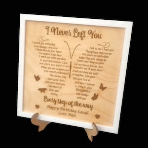 Personalised in memory butterfly remembrance memorial gift plaque engraved frame picture poem for Mum Dad friend Daughter Nan Grandad Son