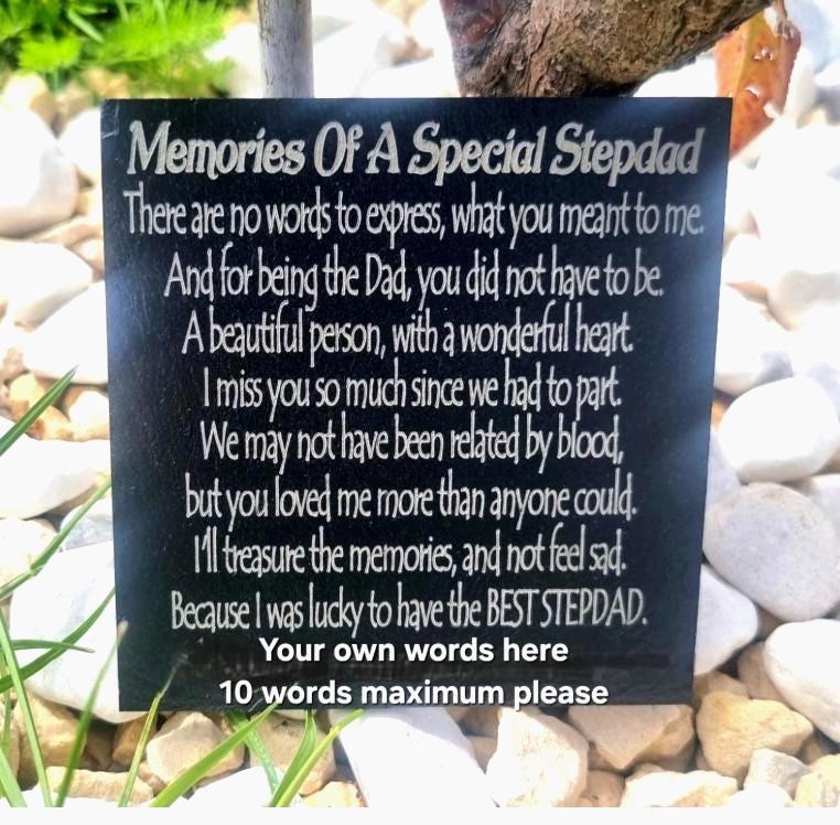 Stepdad Father's Day Memorial Slate Personalised Plaque Grave Marker ...