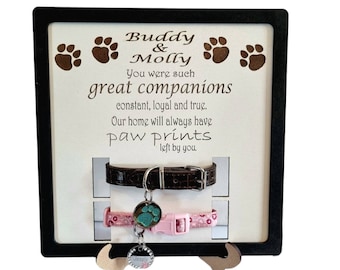 Personalised dog memorial frame Double dog collar display frame personalised engraved pet Remembrance plaque memory keepsake gift pet loss