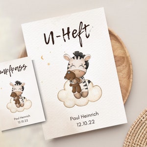 Personalisierte U-Heft Hülle + Impfpass Mutterpass Hüllen Baby Zebra