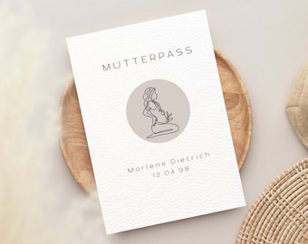 Personalized Maternity Passport Cover | Desired color | Minimalist lineart baby bump