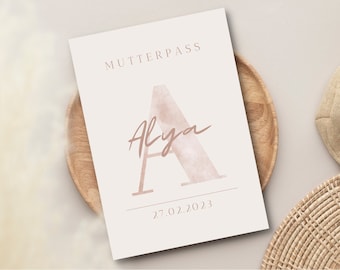 Personalized Maternity Record Cover | Beige Pink with Initials | Minimalist