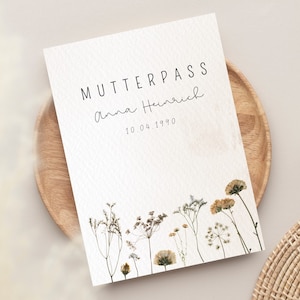 Personalisierte Mutterpass Hülle Boho Dry Flowers