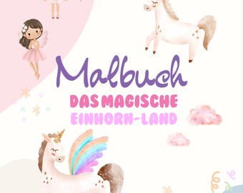Unicorn Coloring Book to Print - The Magical Unicorn Land | Digital Download | 2-4 years