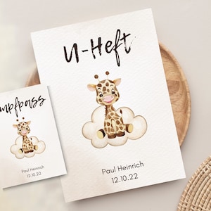Personalisierte U-Heft Hülle + Impfpass Mutterpass Hüllen Baby Giraffe