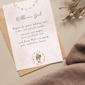 Carte de naissance personnalisée | garçon | Aquarelle Boho| Carte de vœux de naissance | Félicitations pour votre naissance | Téléchargement numérique