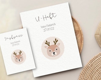 Personalized U-book cover + vaccination certificate maternity record covers animal heads deer elephant rabbit panda