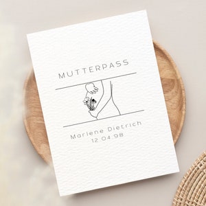 Personalisierte Mutterpass Hülle | Minimalistisch Babybauch Lineart