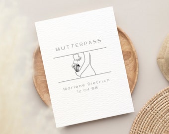 Personalized Maternity Passport Cover | Minimalist baby bump lineart