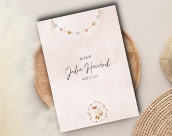 Personalized U-Booklet Case + Vaccination Card Case | Boho Watercolor | Pink | Girl