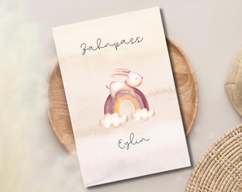 Personalized dental record cover | Bunny and rainbow