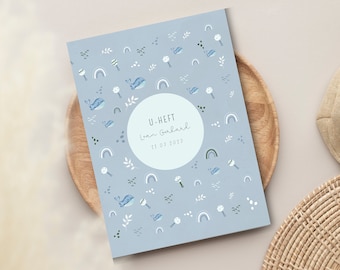 Personalized Child Health Record Cover + Vaccination Record Cover | Rainbow Blue Whales