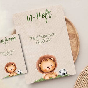 Personalisierte U-Heft Hülle + Impfpass Mutterpass Hüllen Baby Löwe