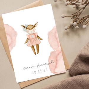 Carte de naissance personnalisée | Filles | Aquarelle | Carte de vœux de naissance | Félicitations pour la naissance | Téléchargement numérique