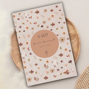 Personalisierte U-Heft Hülle + Impfpass Mutterpass Hüllen Boho Blumen Smoky