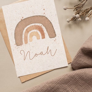 Personalisierte Karte zur Geburt | Neutral | Aquarell Rainbow | Grußkarte zur Geburt | Glückwünsche zur Geburt | Digital Download