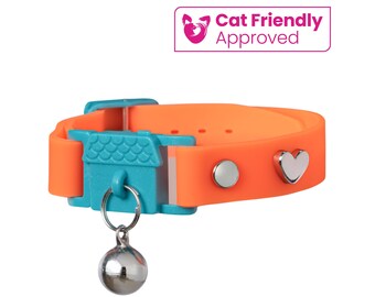 Kittyrama KITTEN Tangerine Collar. &#39;Cat Friendly&#39; Award Winner. Soft & Comfy Cat and Kitten Collar. Breakaway Quick Release Clasp Collar