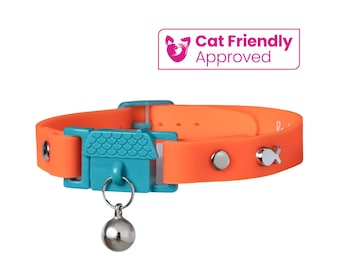 Tangerine Cat Collar: Hypoallergenic Silicone with Breakaway Clasp