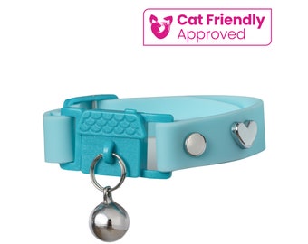 Kittyrama KITTEN Aqua Collar. &#39;Cat Friendly&#39; Award Winner. Soft & Comfy Cat and Kitten Collar. Breakaway Quick Release Clasp Collar