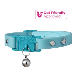 KITTYRAMA Aqua Cat Collar. &#39;Cat Friendly&#39; Award Winner. Soft & Comfy. Breakaway Quick Release Clasp. Hypoallergenic and Lightweight