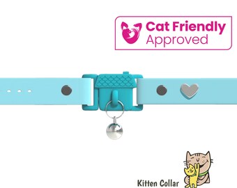 Kittyrama KITTEN Aqua Collar. 'Cat Friendly' Award Winner. Soft & Comfy Cat and Kitten Collar. Breakaway Quick Release Clasp Collar