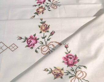 The Cherry Pie Handmade Hand Embroidered Custom Pure Cotton/Natural Linen Tablecloth The Cherry Pie Handmade Hand Embroidered Custom Pure Cotton/Natural Linen Tablecloth