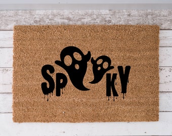 Spooky Ghost Halloween Doormat, Casper the Ghost Rug, Halloween Doormat, Fall Porch Decoration, Funny Halloween Decor, Custom Outdoor Rug,