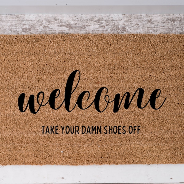 Take Your Shoes off Mat Etsy