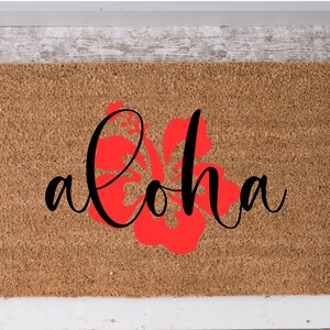 Aloha Hibiscus Flower Outside Decor Doormat Rug Mat Tropical Hawaii Island Decor Door Mat Beach House Decorations Custom Flower Color