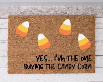 Cute Candy Corn Its Corn Halloween Outside Doormat Rug Fall Big Candy Corn Front Porch Decor Its Corn Gift Funny Christmas Welcome Mat