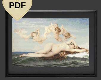 Birth of Venus Cross Stitch Pattern: Alexandre Cabanel Famous Painting (PDF Pattern)