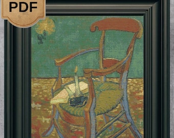 Gauguin's Chair Cross Stitch Pattern: Van Gogh Wall Art (PDF Chart)