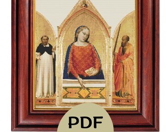 Madonna and Saints Cross Stitch Pattern – Medieval Art Needlework (PDF Pattern)