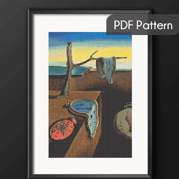 The Persistence of Memory / Salvador Dali /  Small mini art cross stitch pattern PDF/ Instant Download