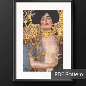 Klimt Judith Cross Stitch Pattern: Famous Painting DIY (PDF Pattern)