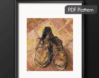 Van Gogh 'Shoes' Cross Stitch Pattern: Famous Painting (Digital Download)