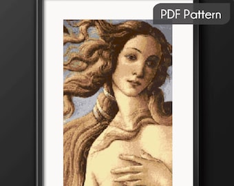 Birth of Venus Cross Stitch Pattern: Botticelli Masterpiece (Digital Download)